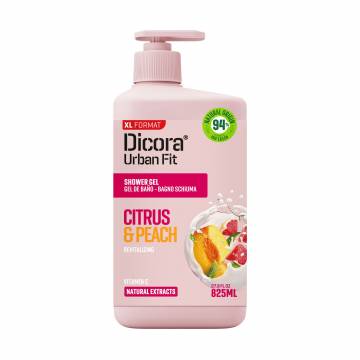 Питательный гель для душа Dicora Urban Fit Цитрус и персик, с витамином С, 825 мл Питательный гель для душа Dicora Urban Fit Цитрус и персик, с витамином С, 825 мл