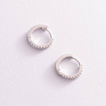 Золотые серьги - кольца с бриллиантами 102-10109 Золотые серьги - кольца с бриллиантами 102-10109