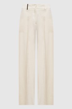 Брюки цвета айвори из льна