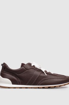 Бордовые кожаные кроссовки с цепочкой мониль