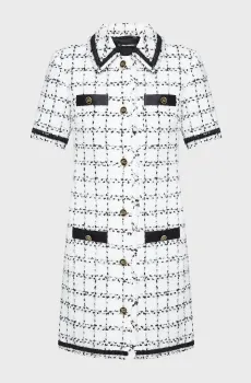 Женское белое твидовое платье в клетку Белый 40 Karl Lagerfeld A3W13031