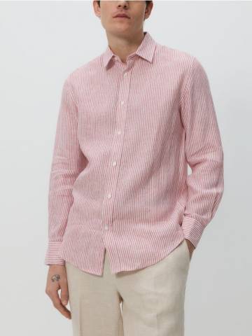 Reserved - Лляна сорочка regular fit - мідний - 148EG-28P