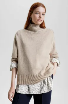 Женский бежевый свитер WOOL BLEND MOCK-NK Бежевый XS Tommy Hilfiger WW0WW39903