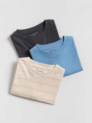 Reserved - Бавовняна футболка, набір з 3 - кремовий - 095FH-01X