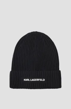 Мужская черная шерстяная шапка Черный S Karl Lagerfeld 544305.805601;990