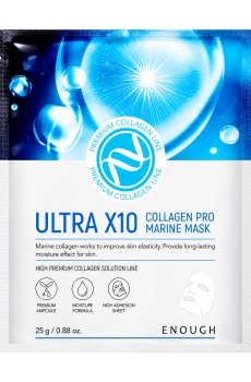 Уценка! Тканевая маска для лица Enough Ultra X10 Collagen Pro Marine Mask с морским коллагеном, 25 г