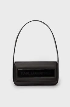 Женская черная кожаная сумка IKON K MD Черный ONESIZE Karl Lagerfeld 241W3024