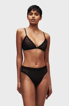 Женский черный бюстгальтер с узором RUFFLE Черный XS Karl Lagerfeld 236W2112