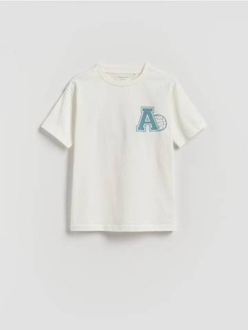 Reserved - Бавовняна футболка з принтом - кремовий - 092FH-01X