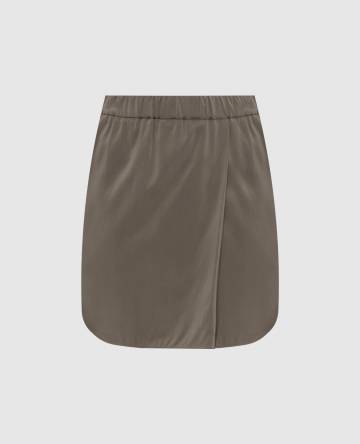 Юбка цвета хаки из шелка