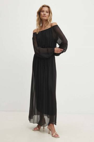 Платье Answear Lab цвет чёрный maxi расклешённая Платье Answear Lab цвет чёрный maxi расклешённая