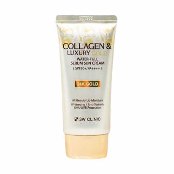 Солнцезащитный крем для лица 3W Clinic Collagen & Luxury Gold Water-Full Serum Sun Cream SPF 50+ PA++++, 50 мл Солнцезащитный крем для лица 3W Clinic Collagen & Luxury Gold Water-Full Serum Sun Cream SPF 50+ PA++++, 50 мл