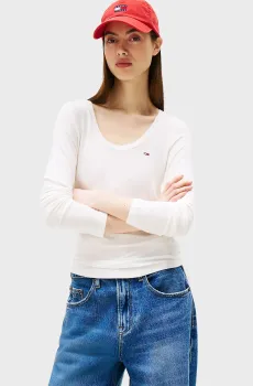 Женский белый лонгслив SOFT ESSENTIAL Белый L Tommy Jeans DW0DW20921