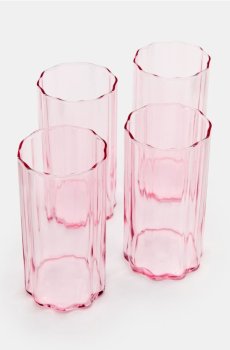 Набір склянок з хвилястим краєм 4 pack - пильно-рожевий