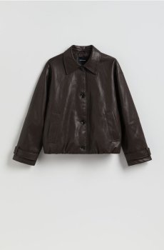 Reserved - Куртка зі штучної шкіри - темно коричневий - 949JM-89X