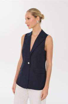 Жилет з домішкою льону - темно-синій