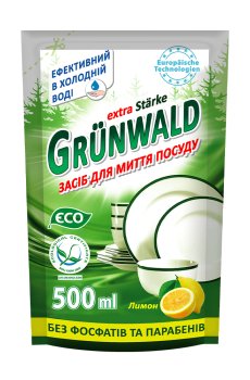 Средство для мытья посуды Grunwald Лимон, 500 мл (дойпак)