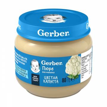 Детское овощное пюре Gerber Цветная капуста, с 6 месяцев, 80 г Детское овощное пюре Gerber Цветная капуста, с 6 месяцев, 80 г