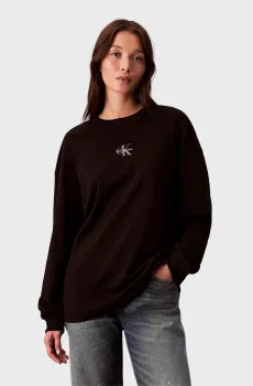 Женский черный лонгслив MONOLOGO OVERSIZED CREW Черный M Calvin Klein Jeans LV047E211G