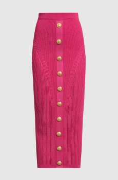 Розовая юбка миди с брендированными заклепками