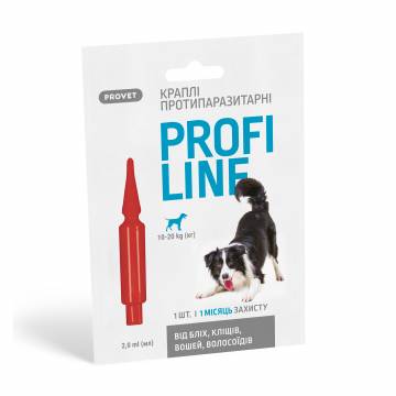 Противопаразитарные капли для собак ProVET Profiline от 10 до 20 кг, 2 мл Противопаразитарные капли для собак ProVET Profiline от 10 до 20 кг, 2 мл