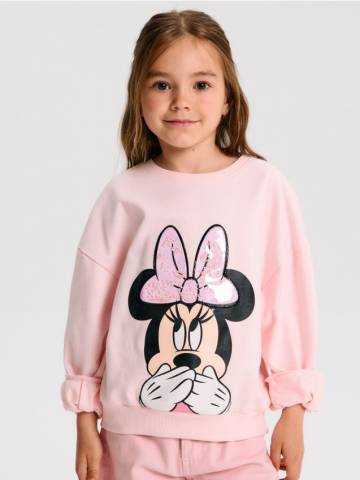 Світшот з декоративною бантиком Minnie Mouse - пастельний рожевий Світшот з декоративною бантиком Minnie Mouse - пастельний рожевий