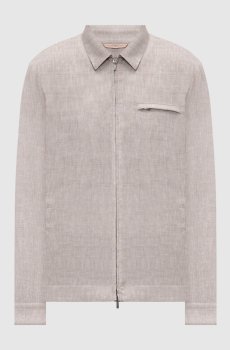 Серая куртка из льна и шерсти