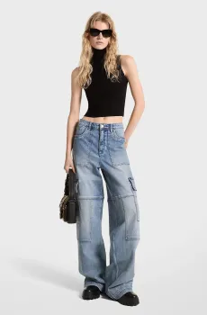 Женские голубые джинсы MID-RISE WIDE CARGO Голубой 38 Michael Kors MT4905HEB1