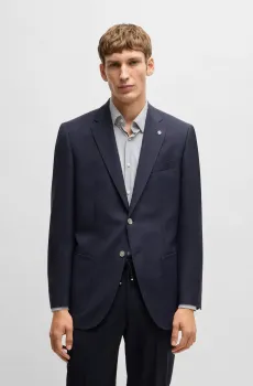 Мужской темно-синий шерстяной блейзер Синий 50 BOSS 50535049;404