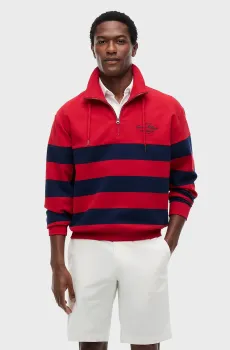 Мужская красная спортивная кофта в полоску NAUTICAL BLOCK STRIPE 1/4 ZIP Красный L Tommy Hilfiger MW0MW43190