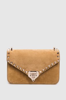 Коричневая замшевая сумка кросс-боди Rockstud