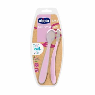 Детские ложки для кормления Chicco силиконовые, от 6 месяцев, розовые, 2 шт (06828.11) Детские ложки для кормления Chicco силиконовые, от 6 месяцев, розовые, 2 шт (06828.11)