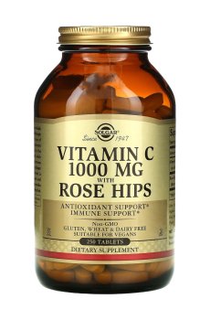 Витамин С Solgar Vitamin C with Rose Hips с шиповником 1000 мг, 250 таблеток