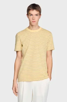 Мужская желтая футболка в полоску Желтый L Sandro SHPTS01787_Yellow - Black