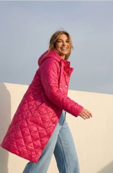 Квітовий плащ з регульованим капюшоном - фуксія