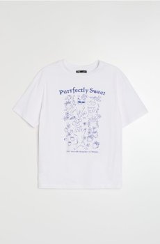 Бавовняна футболка з мотивом котів - білий