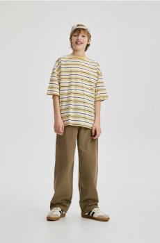 Reserved - Штани з широкими штанинами з високим вмістом бавовни - світло-оливковий - 408HK-81X