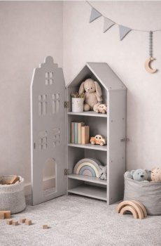 Полиця у формі будинку - сірий