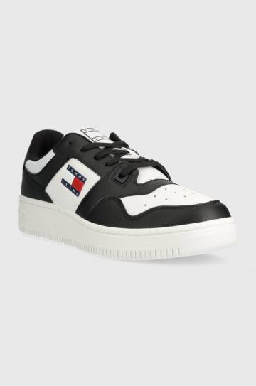 Кожаные кроссовки Tommy Jeans TJM RETRO BASKET ESS цвет чёрный EM0EM01395 Кожаные кроссовки Tommy Jeans TJM RETRO BASKET ESS цвет чёрный EM0EM01395