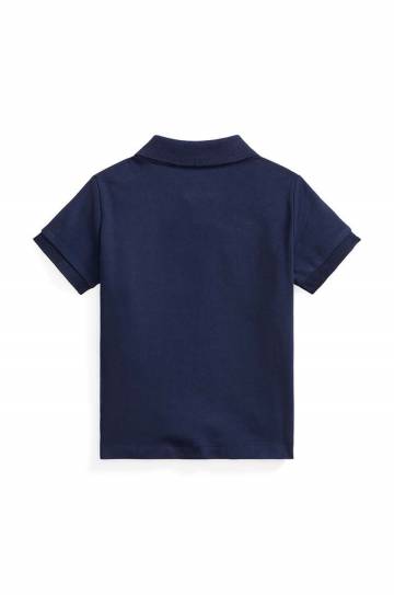 Хлопковое поло для младенцев Polo Ralph Lauren цвет синий однотонный 320570127002 Хлопковое поло для младенцев Polo Ralph Lauren цвет синий однотонный 320570127002