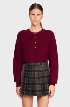 Женский бордовый шерстяной джемпер Бордовый M Sandro SFPPU02682_Bordeaux