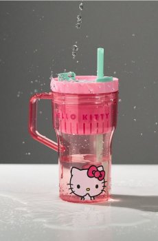 Чашка з ручкою та соломинкою Hello Kitty - різнобарвний