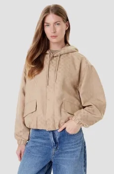 Женская бежевая куртка с узором Бежевый S Guess V5YL02.WH492;F0EL