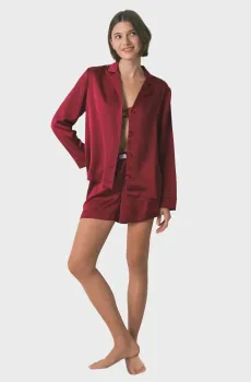 Женская бордовая пижама (рубашка, шорты) Бордовый L womensecret 2542475