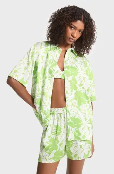 Женская салатовая блуза с узором GRAPHIC PALM CAMP SHIRT Салатовый XS Michael Kors MS440MBB0M