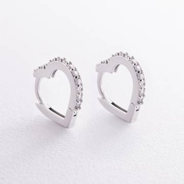 Серебряные серьги "Сердечки" с фианитами OR111550 Серебряные серьги "Сердечки" с фианитами OR111550