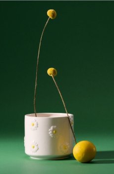 Горщик з мотивом ромашок - білий