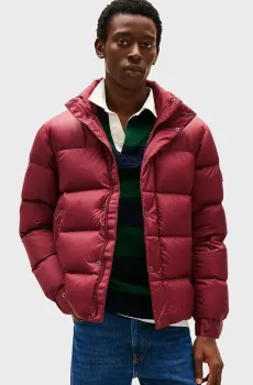 Мужской бордовый пуховик MIX DOWN HOODED PUFFER Бордовый S Tommy Hilfiger MW0MW36569