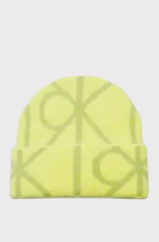 Мужская салатовая шапка с узором BRUSHED Салатовый ONESIZE Calvin Klein LV04D8071G