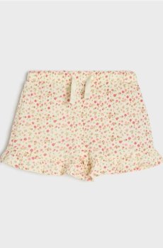 Бавовняні шорти з квітковим візерунком - кремовий